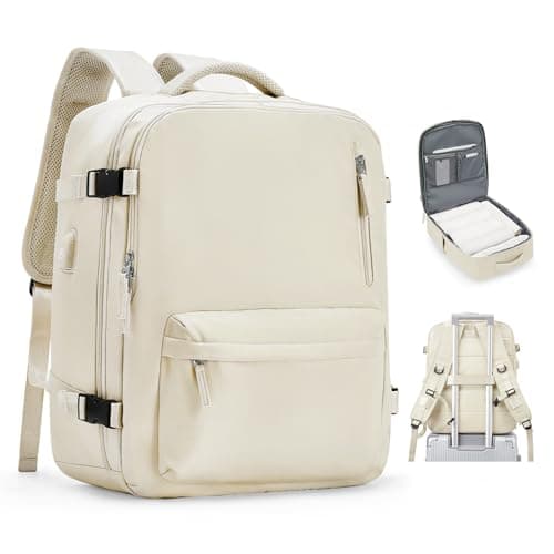 VGCUB Lightweight Travel Backpack for Women Men,Carry on Backpack Flight Approved Luggage,Water Resistant Laptop College Work Backpack Personal Item Daypack Bookbag Mochila de Viaje,Beige