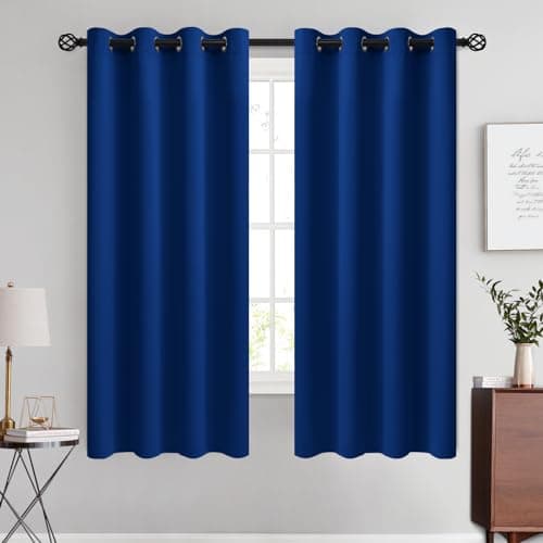 COSVIYA Grommet Room Darkening Royal Blue Curtains 63 inch for Bedroom