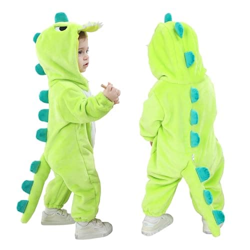 Toddler Dinosaur Costume, Baby Hooded Animal Romper Jumpsuit for Dress Up