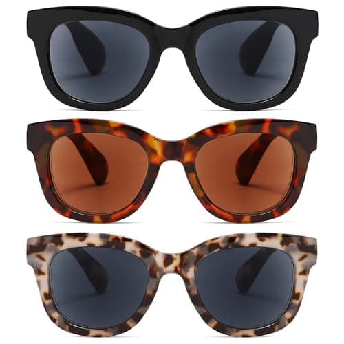 ZXYOO 3 Pack Reader Sunglasses Women with UV400 Protection Classic retro style frames for outdoor reading+3.50