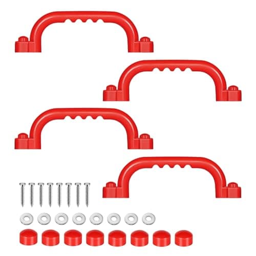 4Pcs Kids Playground Safety Handles, Swing Set Playscape Hand Grips, Red