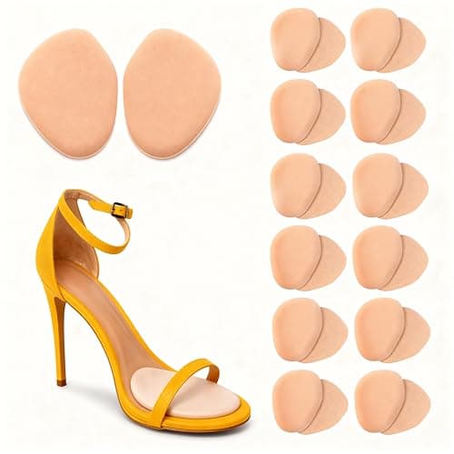 Cuffbow Metatarsal Pads for Women Men, 12 Pairs Ball of Foot Cushions, Soft Foam Adhesive Forefoot Pads for Metatarsalgia Pain Relief, Comfort Shoe Inserts for Walk Standing Working High Heels
