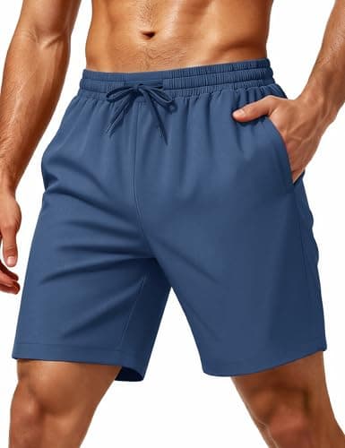 MAGCOMSEN Men's Athletic Running Shorts 7" Quick Dry Workout Gym Shorts with Pockets Basketball Sports Bluegrey M