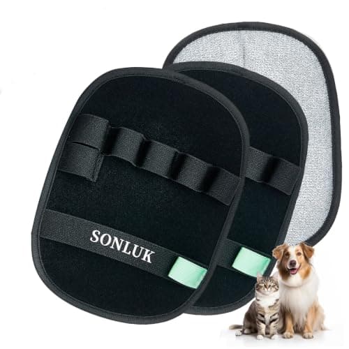 sonluk 2 Packs 5-Finger Pet Hair Removal Glove,Remover Tool for Dogs Cats
