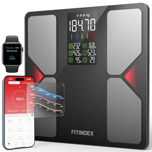 FITINDEX Smart Scale for Body Weight, Body Fat, Bmi, 7-in-1 Display, 500Ibs
