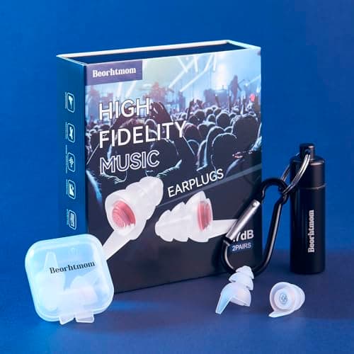 Beorhtmom Premium High Fidelity Earplugs, Ideal for Concerts, Loud Music, Musicians,Technology to Protect Ears from Loud Noise but Still Hear