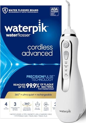 Waterpik Cordless Advanced Portable Water Flosser, Rechargeable, White