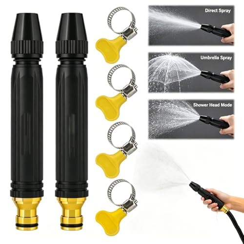 High Pressure Hose Nozzle with Booster Nozzle and Hose, 3-Modes Adjustable Multi Function Lawn & Garden Watering Sprayer,for Watering Plants and Vegetables, and Car Washing (2PCS)