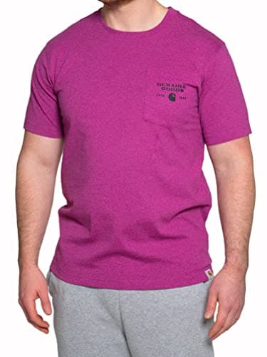Carhartt Men's Relaxed Fit Heavyweight Short-Sleeve Pocket Logo Graphic T-Shirt, Magenta Agate Heather, X-Large