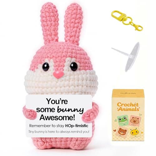 Vatogon Cute Crochet Bunny Gift for Women Birthday with Positive Card