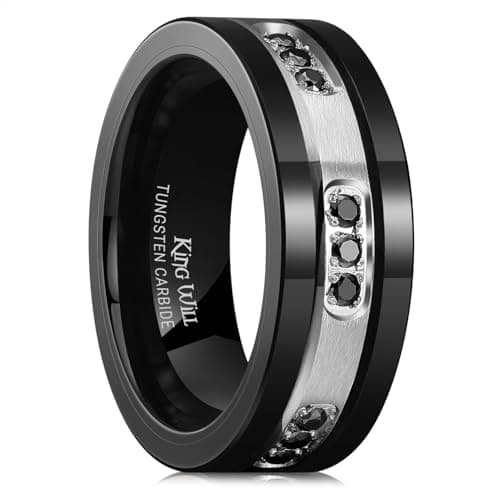 King Will Men Tungsten Rings Cubic Zirconia Size 13