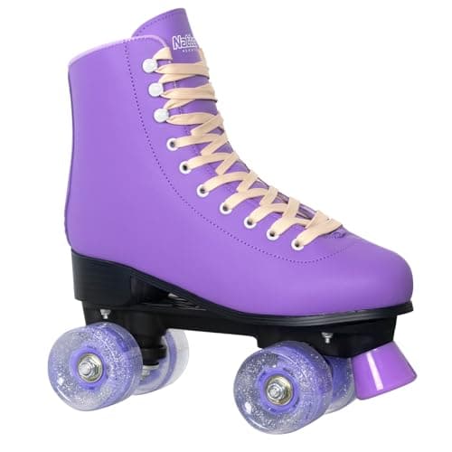 Nattork Roller Skates for Girls Women Outdoor Indoor Four-Flash Wheel Fun Fashionable Roller Skates for Men Girls Boys Purple (Women Size US 5)
