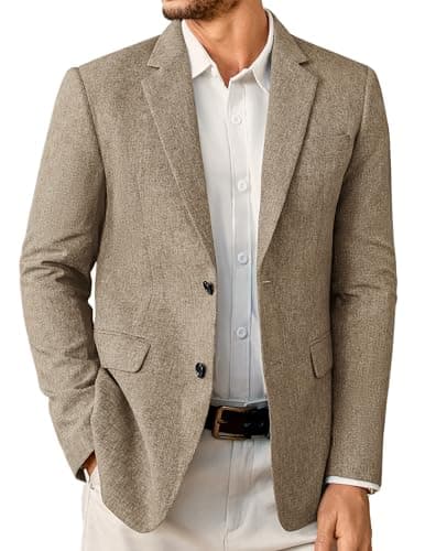 Vssjavun Mens Blazer Casual Sport Coats 2 Button Blazer Sport Jackets Brown