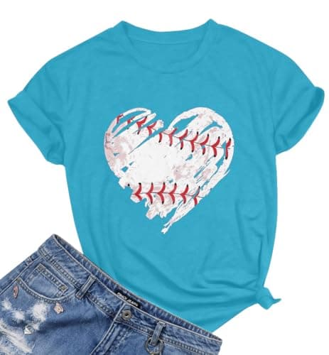Women Baseball Shirts Baseball Heart Graphic Tee Game Day Gifts Top