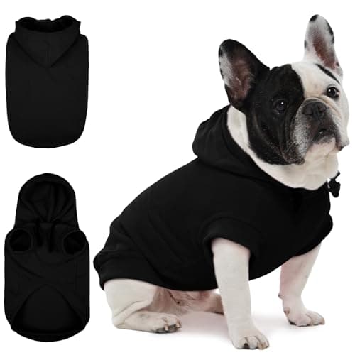 IECOii Dog Hoodie for Small Dogs,Thin Dog Sweatshirt with Hood Suit for Spring Fall Early Winter,Breathable & Lightweight Pet Sweater for Schnauzer, Pug,French Bulldog,Black, M (No Fleece Lined)