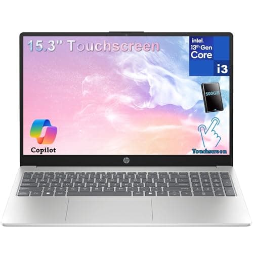 HP 15.6 inch Laptop PC 15.6" HD Touch Laptop Computer, 13th Gen Intel Core i3-1315U, 8GB RAM, 256GB SSD + 500GB HDD, Wi-Fi 6 Bluetooth 5.3, Numeric Keypad, Windows 11 Home, Everyday Use Student