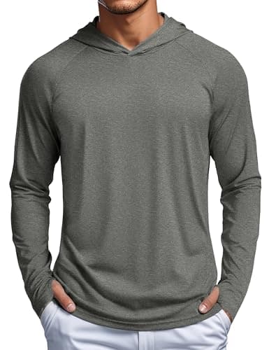 MAGCOMSEN Lightweight Hoodie Men Long Sleeve SPF UV Protection Shirts Moisture Wicking Cooling Swimming Water Shirt Dark Grey, M