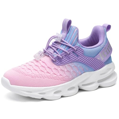HSQ Kids Girls Boys Shoes Breathable Boys Sneakers Lightweight Girls Tennis Shoes Kids Sneakers Gra Pink Size 1.5