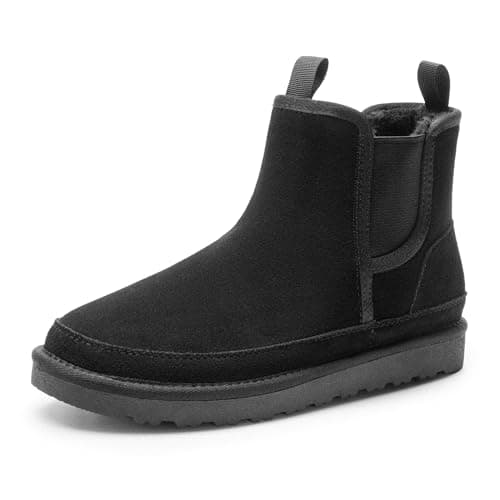 Bruno Marc Men's Winter Snow Boots, Suede Upper, Warm Plush Lining, Anti-Slip Lightweight Outsole, Easy Slip-On Chelsea Design, Daily Wear, Outdoor Walking, Size 11,Black,SBSB2403M