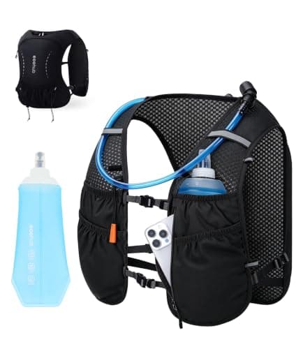 ECOHUB Running Hydration Vest Backpack with 2*500ML Soft Flask, Lightweight Trail Running Pack for Men Women, Adjustable No Bounce Hydration Backpack for Marathon Hiking Cycling (Black)
