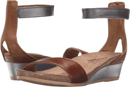 NAOT Women's Pixie Wedge Sandal Maple Brown Lthr Combo 9-9.5 N-M US