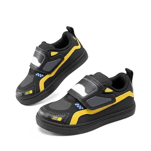 DREAM PAIRS Toddler Boys Sneakers Little Kids Shoes Fun Cartoon Cute Causal Walking Hook and Loop Lightweight,Size 8 Toddler,Black,KKUMFN2515
