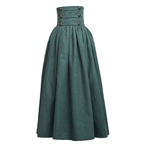 BLESSUME Gothic Skirt Lolita Steampunk High Waist Walking Skirt Green
