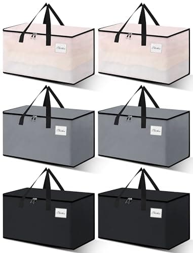 NATURELUX Heavy Duty Moving Bags - Extra Large Packing Bags and Storage Totes, Collapsible and Foldable Option for Moving and Storage, Multicolored, 125 L - 6 Pack