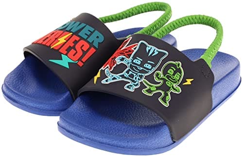 PJ Masks Sandals for Toddlers, Boy's Power Heroes Mis-Match Slide Sandals, Blue, Size 5/6 Toddler