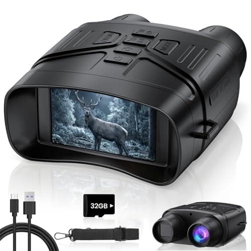 TELUHA Night Vision Goggles for Adults, 4K Night Vision Binoculars with 5000mAh Rechargeable Battery and 32GB TF Card for Hunting, Wildlife Observation and Security