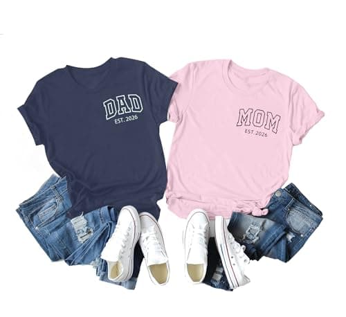 ASTANFY New Mom and Dad Shirts Pregnancy Announcement Shirt Girl Dad