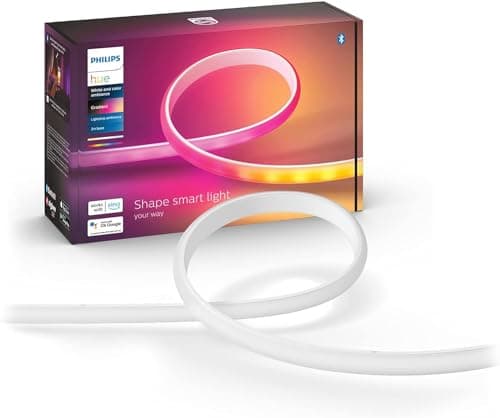 Philips Hue Indoor 6-Foot Smart LED Light Strip Base Kit with Plug - Flowing Multicolor Effect - 1 Pack - Control with Hue App - Compatible with Alexa, Google Assistant and Apple Homekit