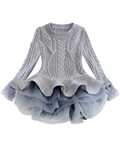 Sweater for Girls Pullover Kintted Winter Clothes Litter Girls Tops Sweaters Long Sleeve for Baby Toddler Girls (Gray 110)