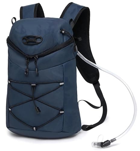 Wotony Lightweight Insulated Backpack with 2L or 3L Water Bladder Bag Daypack for Hiking Trail Running Cycling Race Marathon for Women Men (Blue, 2L-Bladder)