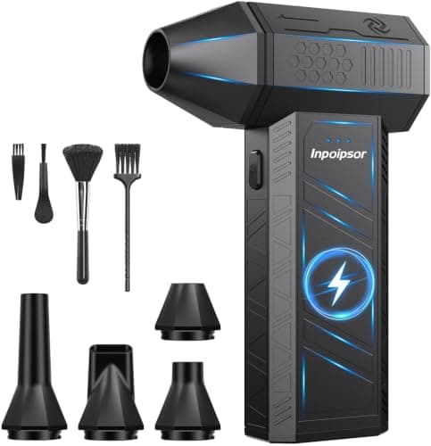 Compressed Air Duster - 180000RPM Powerful Electric Air Duster, 3 Gear Adjustable Cordless Air Blower, Rechargeable Dust Cleaner for Keyboard, Computer, Home, Outdoor, Car