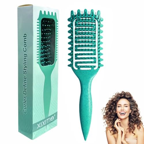 Curly Hair Brush for Curly Hair, Curl Defining Brush for Styling and Defining Curls for Women and Men, Wet or Dry Hair (Green)