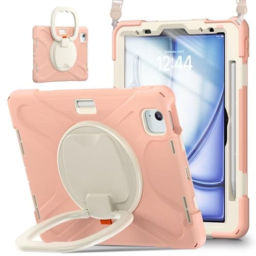 TSQQST Case for iPad Air 11 Inch M4 2026/M3 2025/M2 2024, Cover for iPad Air 5th 4th Generation 10.9"/Pro 11 4th/3rd/2nd/1st Heavy Duty Shockproof Case w/Screen Protector+Handle Grip+Strap, Gold