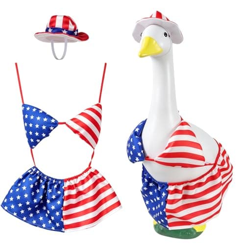 Funny Porch Goose Outfit Summer Bikini Set with Hat and Bikini Skirt