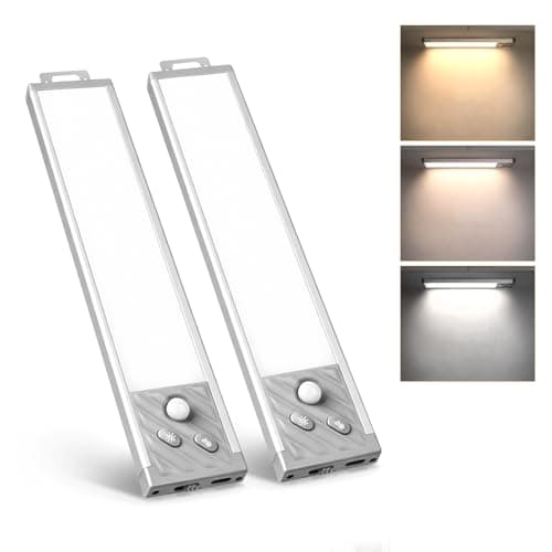 Rechargeable Under Cabinet Lights, 9 Inch Motion Sensor LED Light Bars, 1500mAh USB Rechargeable Closet Lights, Dimmable Magnetic Wireless Lights for Kitchen, Pantry, Wardrobe, Stairs, 2 Pack