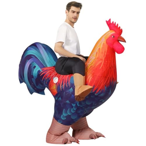 COMIN Inflatable Chicken Costume Ride-on Rooster Adult Blow up Suit Funny Fancy Dress Cosplay Halloween Costume