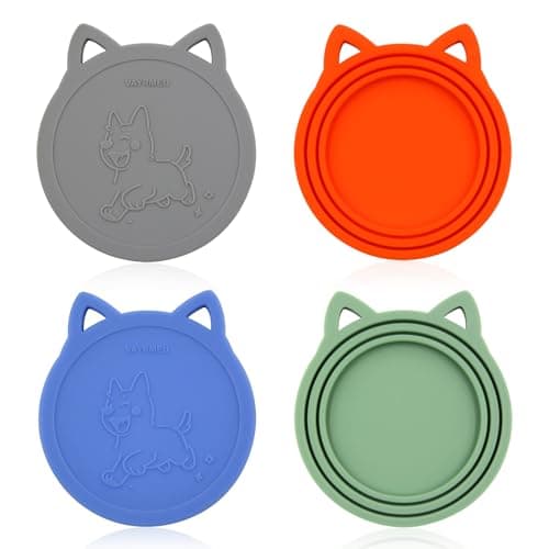 VAYRMEU 4 Pack Pet Food Can Cover Silicone Food Can Lids,Universal BPA Free, One Fit Most Standard Size Food Cans
