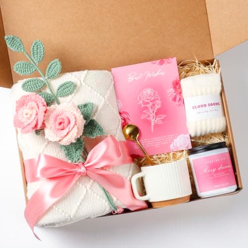 Birthday Gifts for Women, Pink Gift Basket, Get Well Soon Care Package