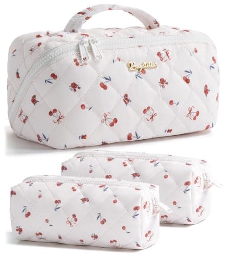 Travel Makeup Bag, Large Capacity Puffy Toiletry & Cosmetic Bag for Women