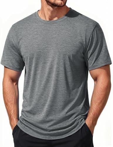 MAGCOMSEN Men's Short Sleeve Dry Fit Tshirts Moisture Wicking Athletic Shirts Sun Protection Workout Shirts Hiking Dark Grey S