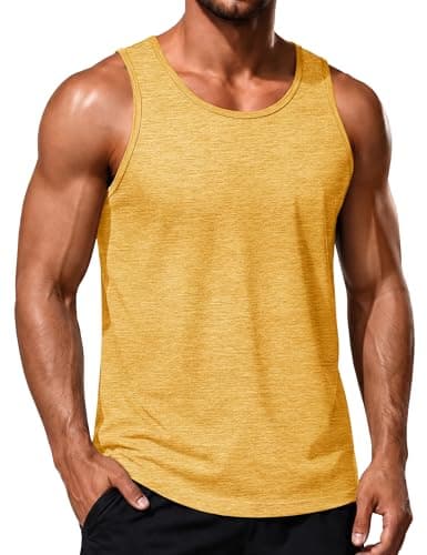 MAGCOMSEN Men's Tank Top Quick Dry Workout Gym Sleeveless Muscle Shirt Summer UPF 50+ Athletic Running Tops Ginger L