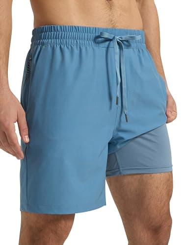 Arcweg 7-Inch Men's Swim Trunks, 2-in-1 Compression Liner with Pockets