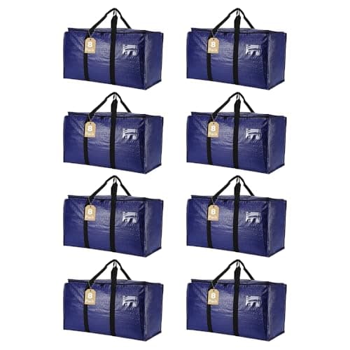 Cryster 8-Pack Heavy-Duty Clear Moving Bags – Extra Large Storage Bags with Strong Handles & Double Zippers, Totes for Storage and Packing