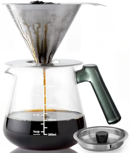 Aquach 28oz Pour Over Coffee Maker, Borosilicate Glass Carafe with Filter
