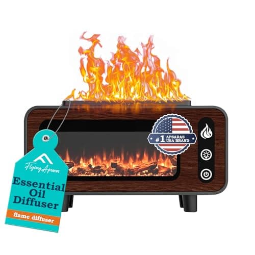 APSARAS USA Aroma Diffuser, Essential Oil Diffuser, Fireplace Flame Air Humidifier Diffuser, 7 Colors Aromatherapy Diffuser with Timer, Humidifiers for Bedroom,Yoga,Gym,200ml(Black)