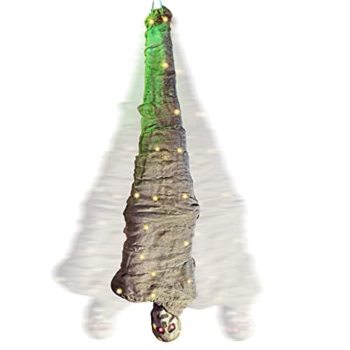 JOYIN 65" Halloween Decoration Cocoon Corpse, Animated Hanging Dead Body Prop Indoor Decor, Corpses Skeleton Outdoor Decor with Full Body Lights and LED Eyes & Spooky Sound for Yard, Haunted House